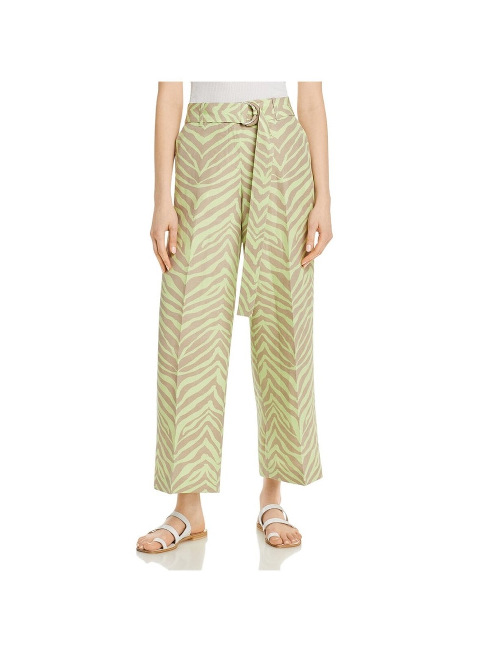 Lafayette 148 Rockefeller Silk Linen Zebra Wide Leg Pants 14